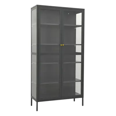 vidaXL Display Cabinet Anthracite Steel & Tempered Glass Side Storage Cabinet