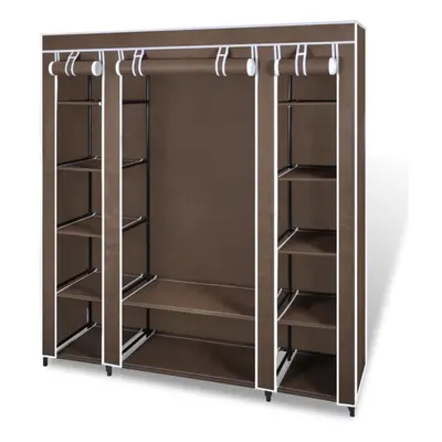 vidaXL Wardrobe with Compartments and Rods Brown Fabric Closet Rack Storage