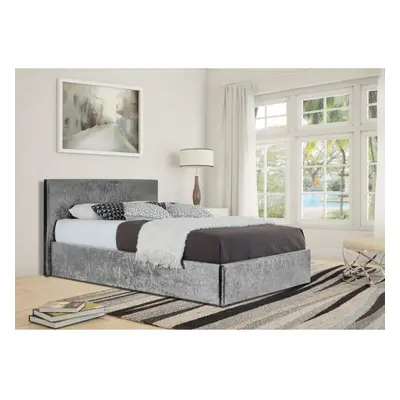 (5ft Kingsize, Silver) Theodore Crushed Velvet Ottoman Storage Bed