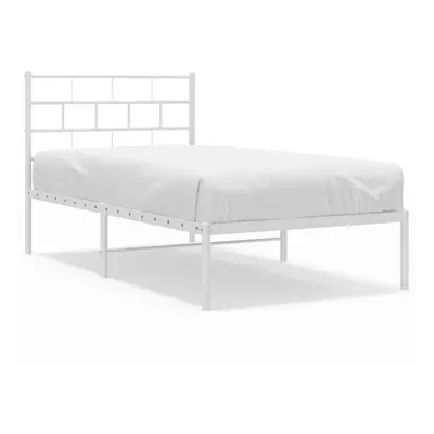 (white, x cm/with headboard) vidaXL Metal Bed Frame Bedroom Platform Bed Base Bedstead Mattress 