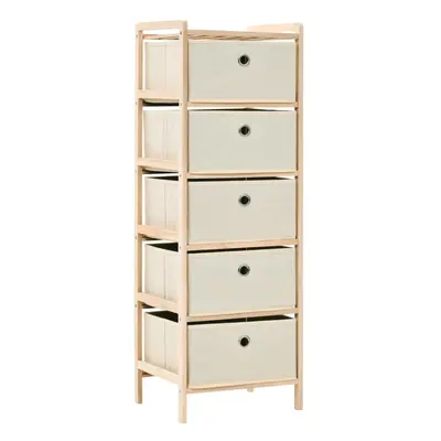 vidaXL Storage Rack with Fabric Baskets Cedar Wood Beige Drawer Unit Cabinet