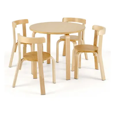 5-Piece Kids Table and Chair Set Children Wooden Activity Table Curved Chairs