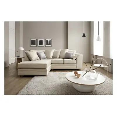 (Cream, Left Facing) Chicago Velvet Corner Sofa