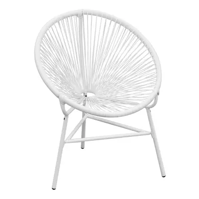 vidaXL Garden String Moon Chair Poly Rattan White Lounge Seat Garden Armchair