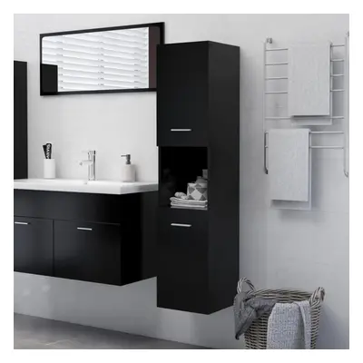 vidaXL Bathroom Cabinet Black Engineered Wood Bathroom Cupboard Wall Cabinet