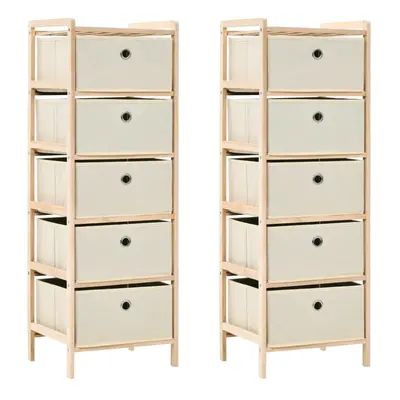 vidaXL 2x Storage Racks with Fabric Baskets Beige Cedar Wood Organiser Unit