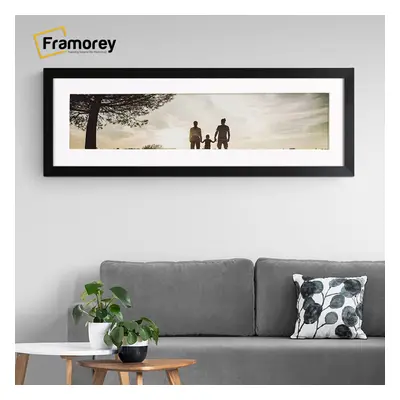 (Matt Black With White Mount, 100x40CM Pic (110x50CM Frame)) Panoramic Size Matt Black Picture F