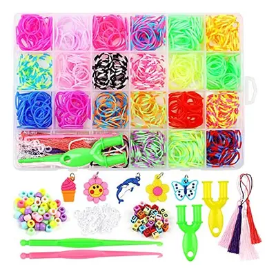 900pcs Loom Bands, Loom Band Kit Twist Loombands with Crochet Hooks, Clips, Y Shape Loom, Rubber