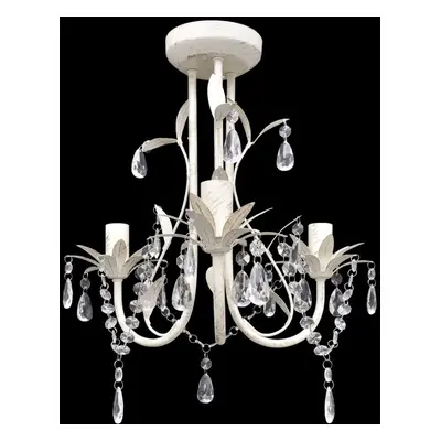 vidaXL Crystal Pendant Ceiling Lamp Chandelier Elegant White Lighting Fixture