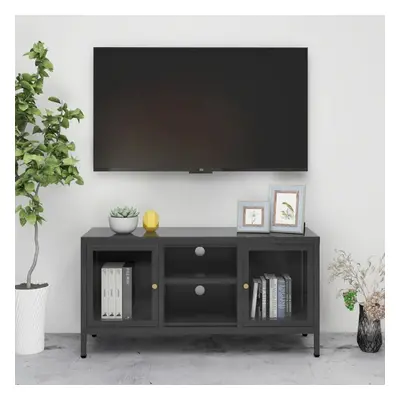 vidaXL TV Cabinet Anthracite Steel and Glass Stereo Cabinet TV Stand Lowboard