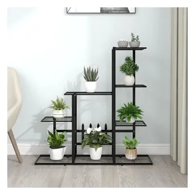 vidaXL Flower Stand Black Metal Home Garden Decor Plant Rack Display Shelf