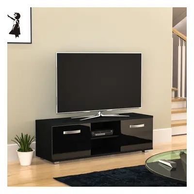 (Black) Cosmo Door TV Stand Shelf Cabinet Display 120cm