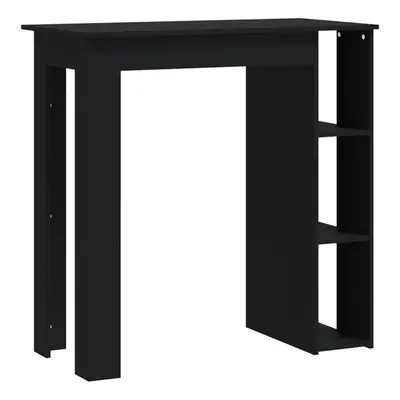 (black) vidaXL Bar Table with Shelf Bar High Table Bistro Pub Table Engineered Wood