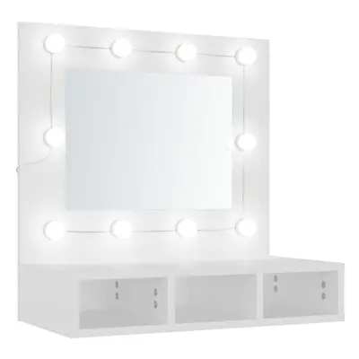 (White) vidaXL Mirror Cabinet with LED Wall-mounted Mirror Cabinet Storage Cupboard