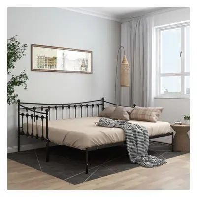 vidaXL Pull-out Sofa Bed Frame Black Metal for Day Sleeping Guest Sleepover