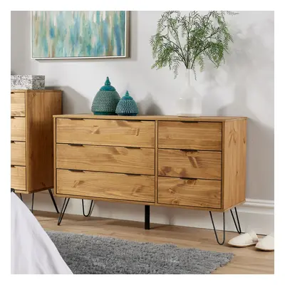 Home Source Acadia Industrial Wooden 3+3 Chest of Drawers Storage Unit