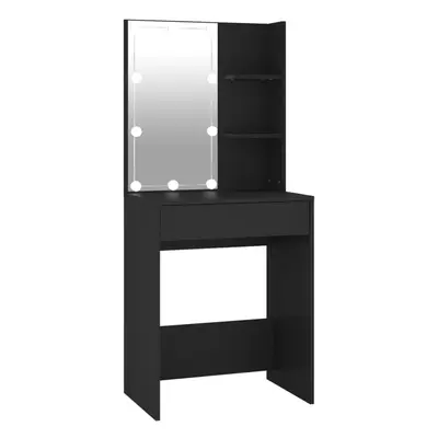 vidaXL Dressing Table with LED Black 60x40x140 cm Makeup Table Vanity Desk