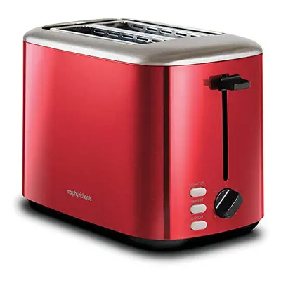 Morphy Richards Equip Red Slice Toaster - Defrost And Reheat Settings - Slot - Stainless Steel