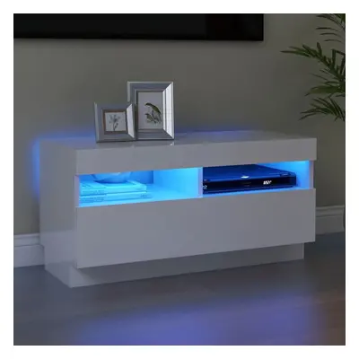 vidaXL TV Cabinet with LED Lights High Gloss White TV Stand Hifi Cabinet Set