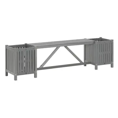 vidaXL Solid Acacia Wood Garden Bench with Planters 150cm Grey Wooden Seat