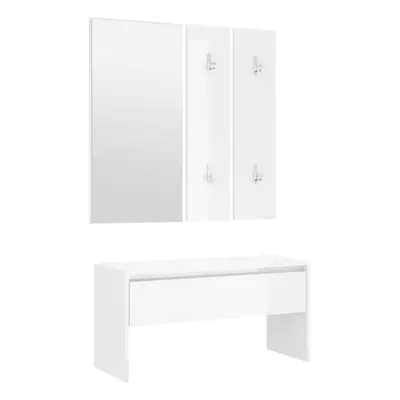 (High gloss white) vidaXL Hallway Furniture Set Living Room Bench and Coat Rack Engineered Wood