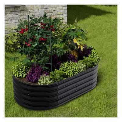 Anthracite Oval Shaped Galvanized Raised Garden Beds Outdoor Metal Planter Box for Vegetables Fl