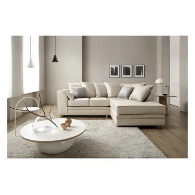 (Cream, Right Facing) Chicago Velvet Corner Sofa