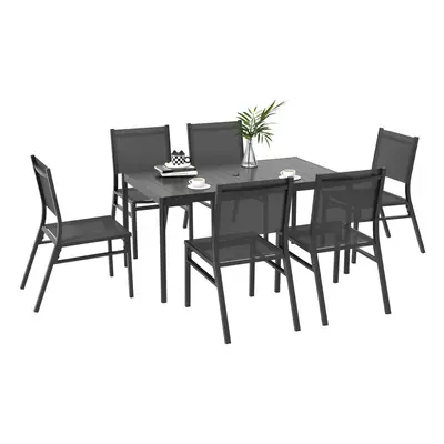 Outsunny Piece Garden Dining Set with Breathable Mesh Seat, Aluminium Top