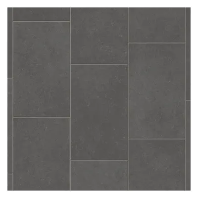 (2m(6'6") X 2m(6'6")-4mÂ², Grey Chequers) Tile Stone Effect Lino Vinyl Flooring For LivingRoom K