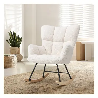 White Tufted Upholstered Rocking Chair