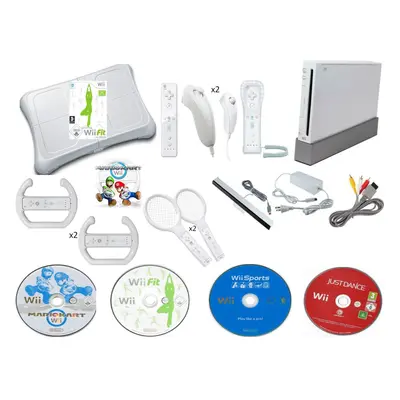 Nintendo Wii Console MEGA Bundle, Remotes Nunchuks Mario Kart Sports Just Dance wii Fit Balance 