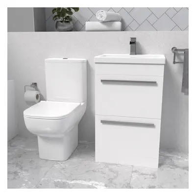 Nanuya White 500mm Drawers Basin Vanity and Close Coupled Toilet