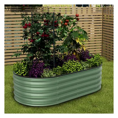 160cm W x 80cm D Oval-Shaped Galvanized Steel Raised Garden Bed