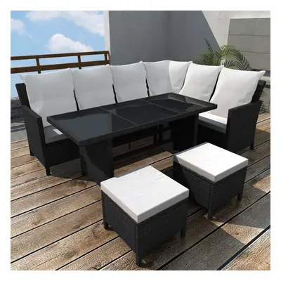 vidaXL Garden Lounge Set with Cushions Piece Poly Rattan Black Outdoor Patio