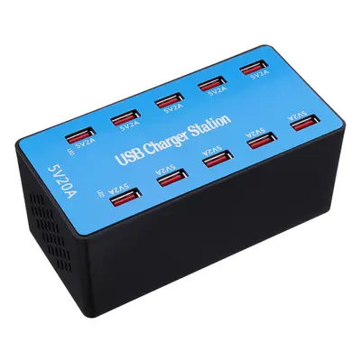 10 Ports Multi USB Intelligent Fast Charger Charging Station Travel Hub