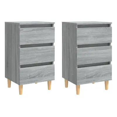 (grey sonoma, 2) vidaXL 1/2x Bed Cabinets & Wood Legs Nightstand Side Table Set Multi Colours