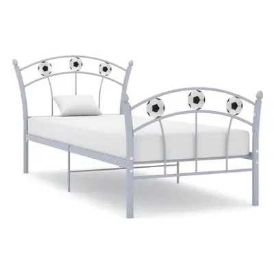 vidaXL Bed Frame with Football Design Grey Metal 90x200 cm Bed Base Bedstead