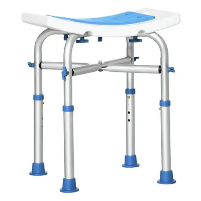 HOMCOM Adjustable Shower Stool with Foot Pads for Elderly Disabled Blue