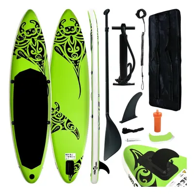 vidaXL Inflatable Stand Up Paddleboard Set 366x76x15 cm Green