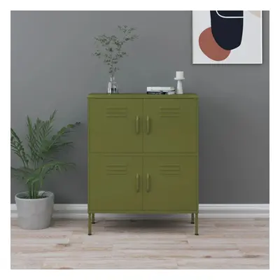 vidaXL Storage Cabinet Olive Green Steel Home Sideboard Cupboard Bookcase