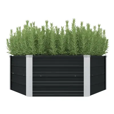 vidaXL Raised Garden Bed Anthracite 129x129x45cm Galvanised Steel Planter Pot