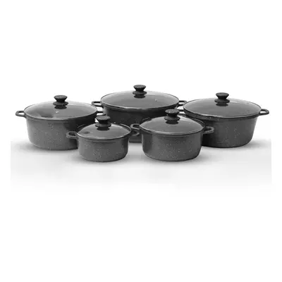 (Black) Royalford 5Pcs Diecast Aluminium Casserole Set