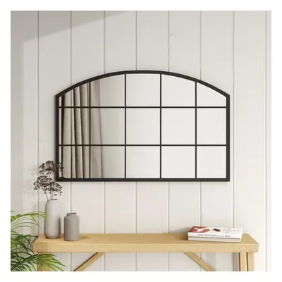 Arched Modern Black Framed Wall Mirror