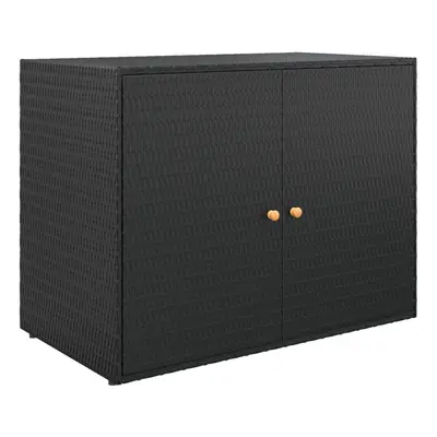 (black) vidaXL Garden Storage Cabinet 100x55.5x80 cm Poly Rattan Organiser Black/Grey