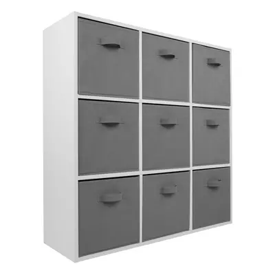 (9 Grey Drawers) Charles Jacobs White Cube Open Book Shelf Storage