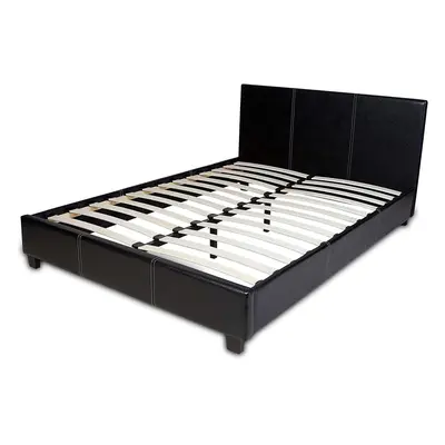 (Black, 4FT Small Double) Prado Faux Leather Bed Frame