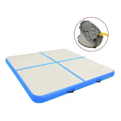 vidaXL Inflatable Gymnastics Mat with Pump 200x200x10 cm PVC Blue Floor Yoga