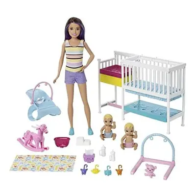 Barbie GFL38 Nursery Playset with Skipper Babysitters, Baby Dolls