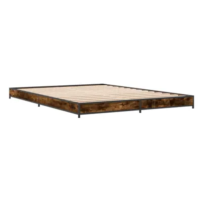 (smoked oak, x cm) vidaXL Bed Frame Bed Base Sonoma Oak 160x200 cm Engineered Wood and Metal