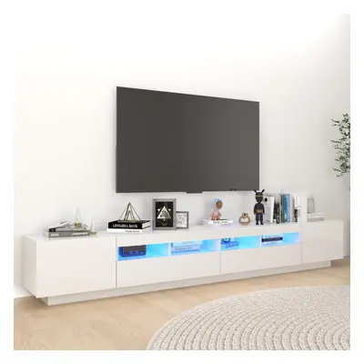 vidaXL TV Cabinet with LED Lights High Gloss White 260x35x40 cm TV Stand Set